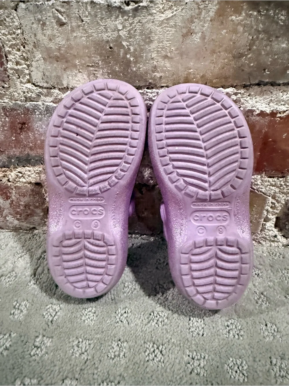 CROCS Kids Glitter Mary Jane Clogs - Lavender